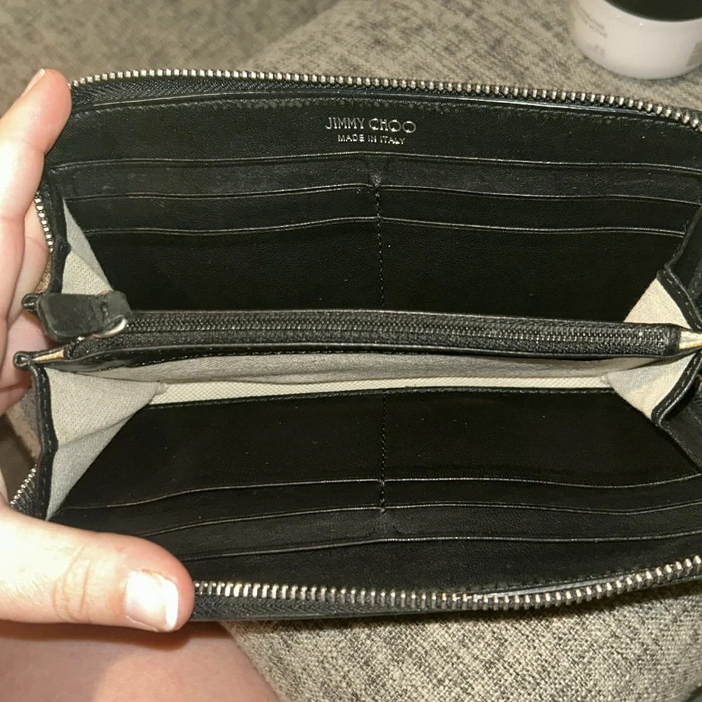 Jimmy Choo Filipa Long Wallet Black Silver Chrome Stars - Picture 8 of 15